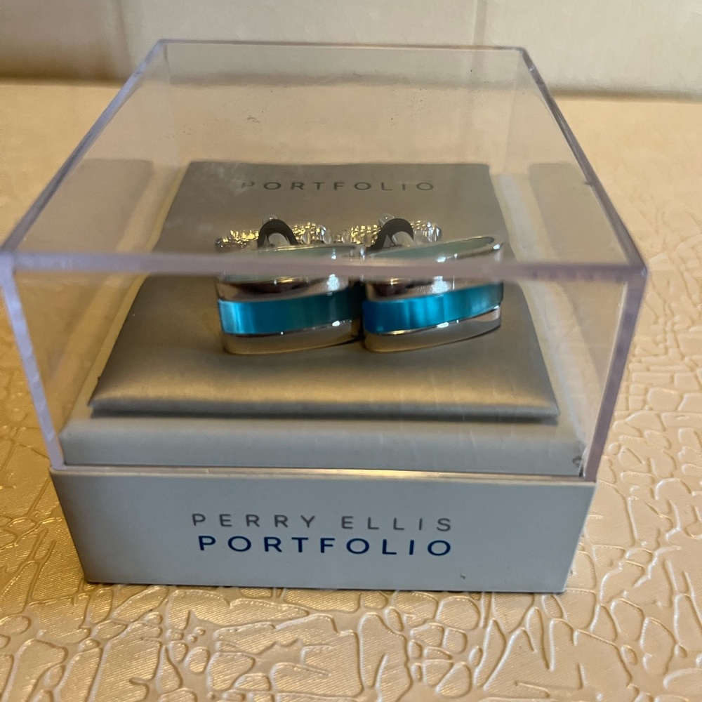 Perry Ellis Teal Cufflinks Brand New
